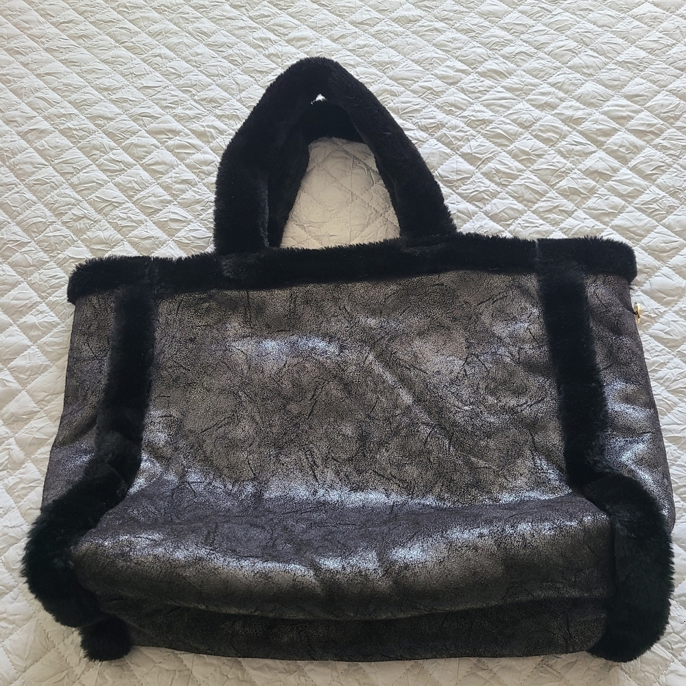 FREED Women COALXL Vegan Leather Faux Fur Spacious Stylish Trendy Versatile TOTE